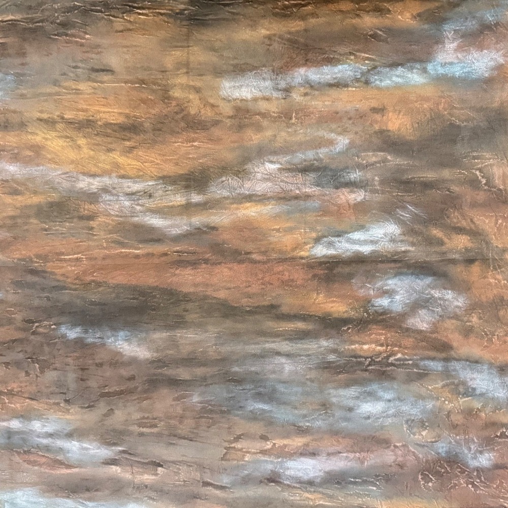 SkyDyes Mickey Lawler  Fabric 2004 Shimmery Metallic 2yds Browns Blue 72x44.5"